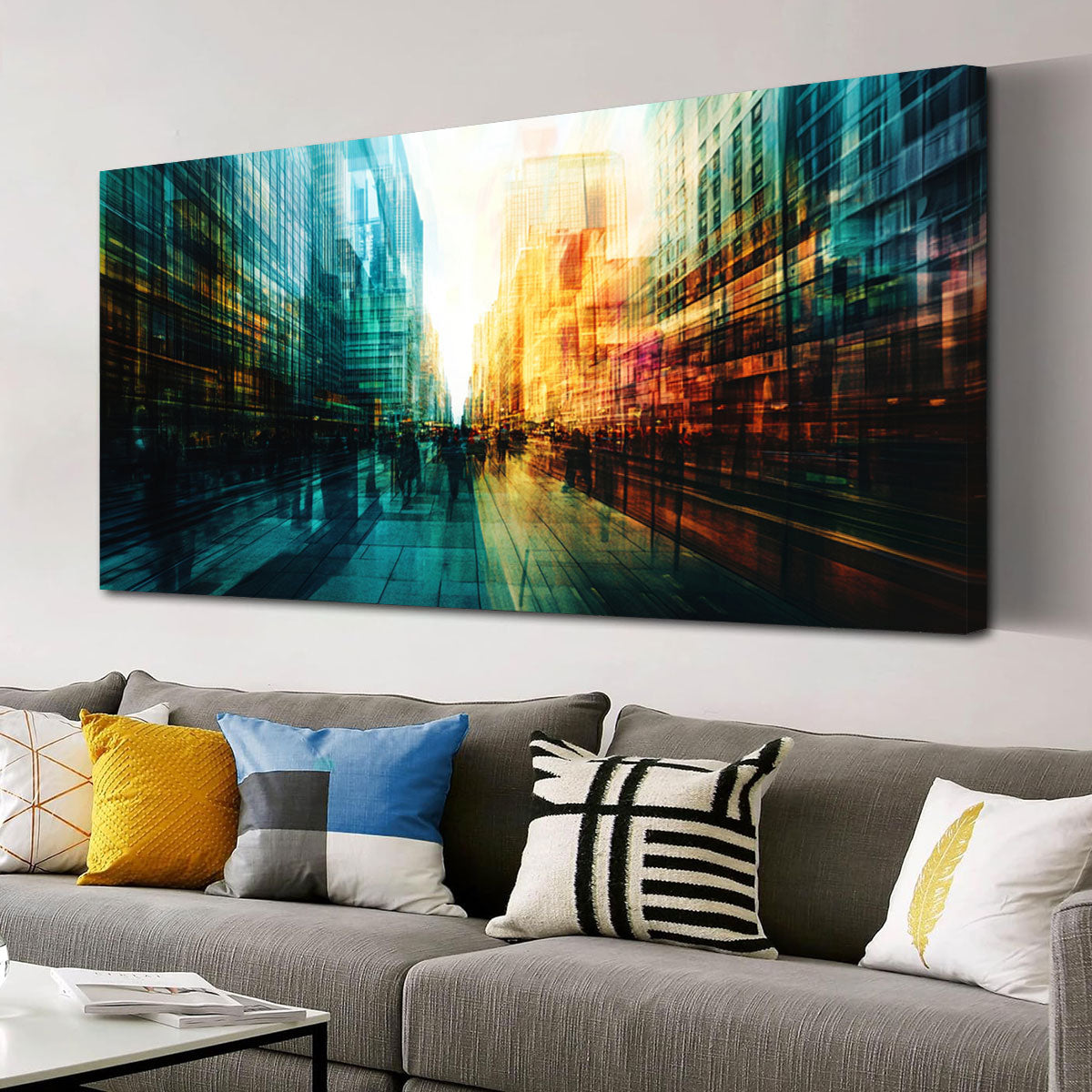 Urban Vibrancia Contemporary Abstract Canvas Wall Art for Living Room