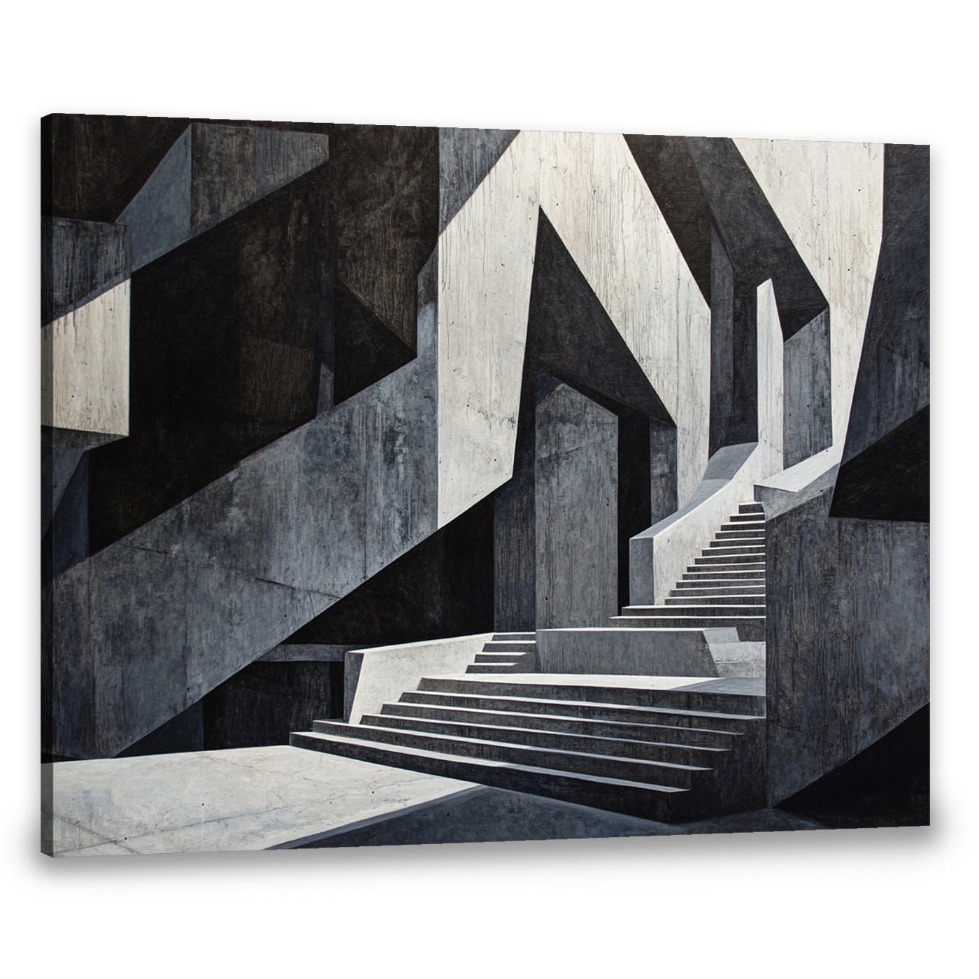 Monochrome Ascension Minimalist Geometric Abstract Canvas Wall Art