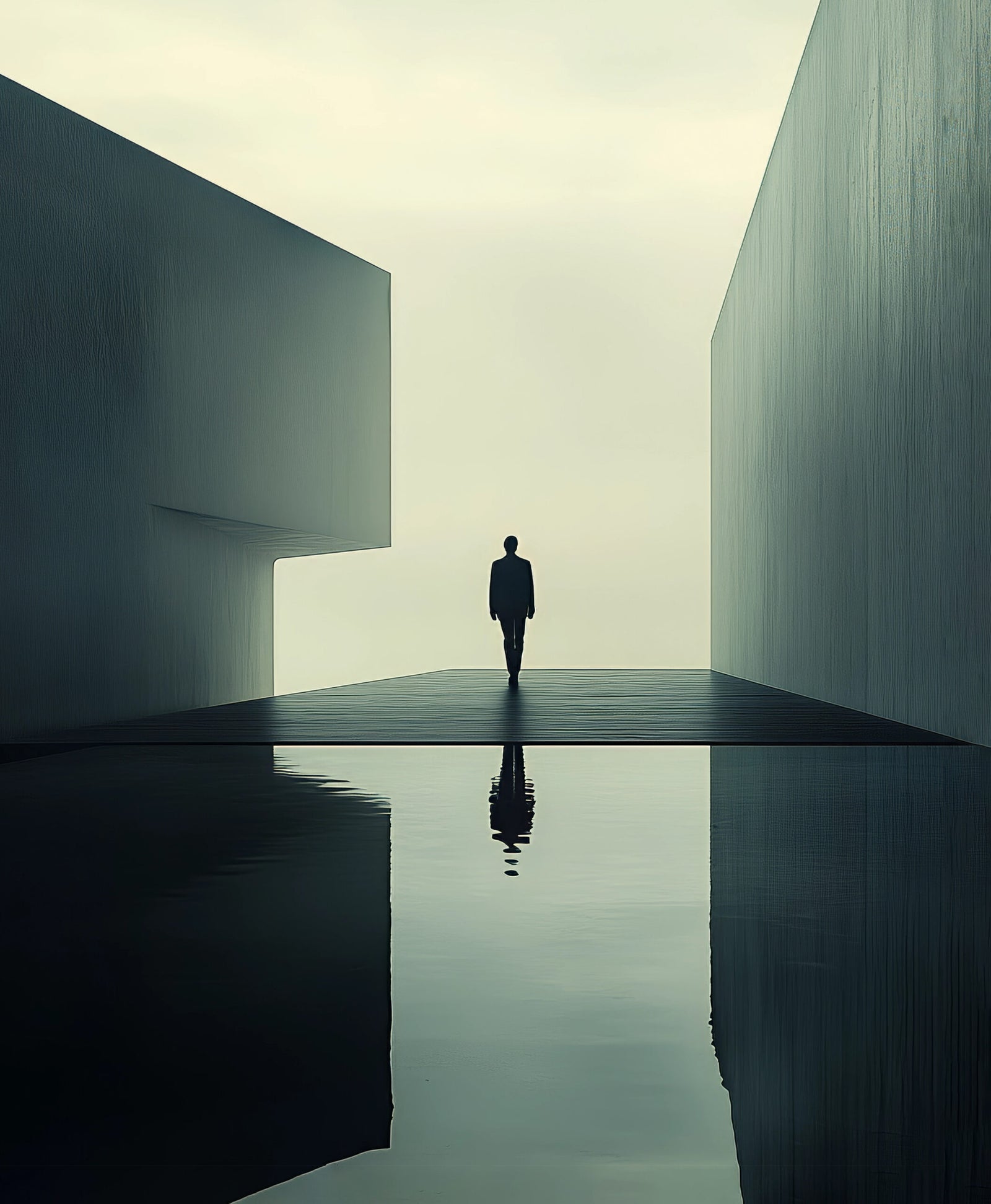 Minimalist Surreal Figure Between Walls – Abstract Canvas Wall Art