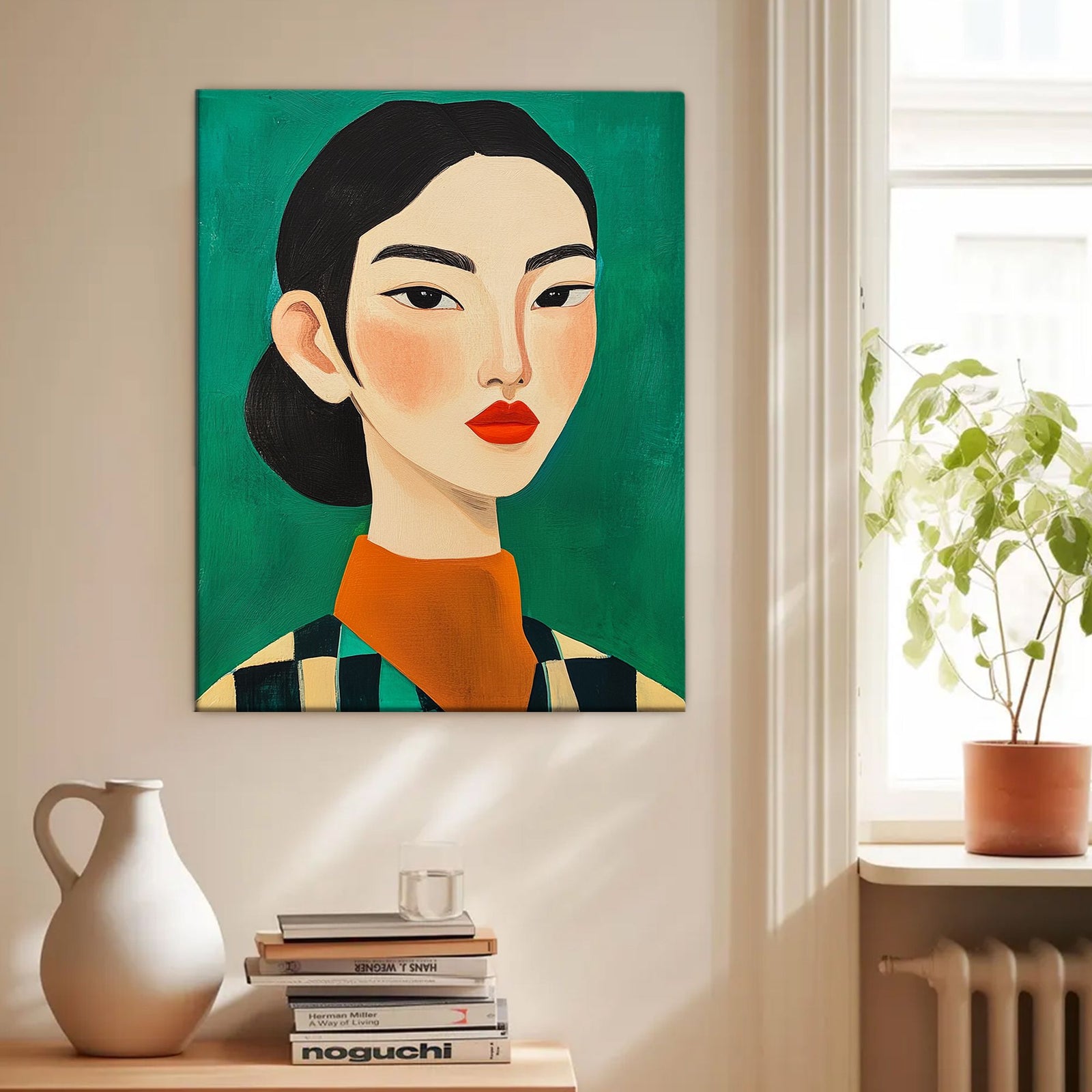 Asian Woman Portrait Canvas Vintage Artwork