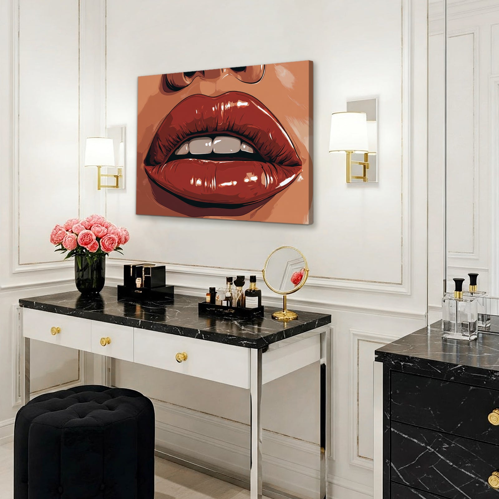 Glam Pop Lips Abstract Wall Art