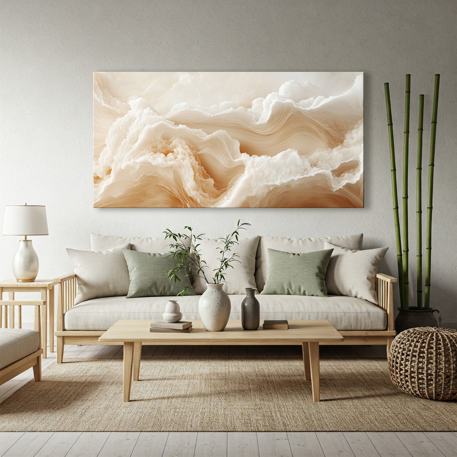 Abstract Waves Boho Wall Art - Sand Cloud Canvas Print