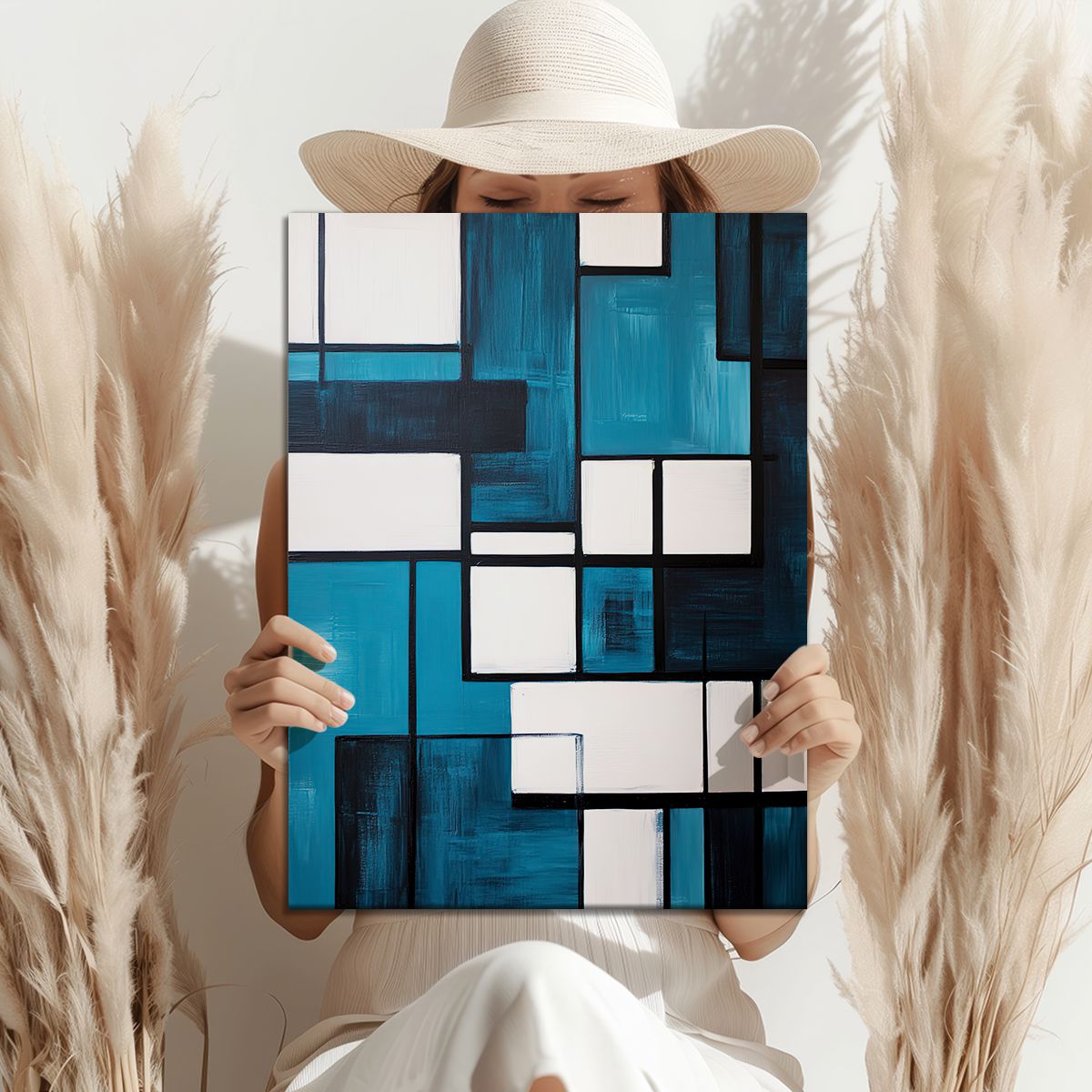 Urban Grid Abstract Canvas Print for Living Room
