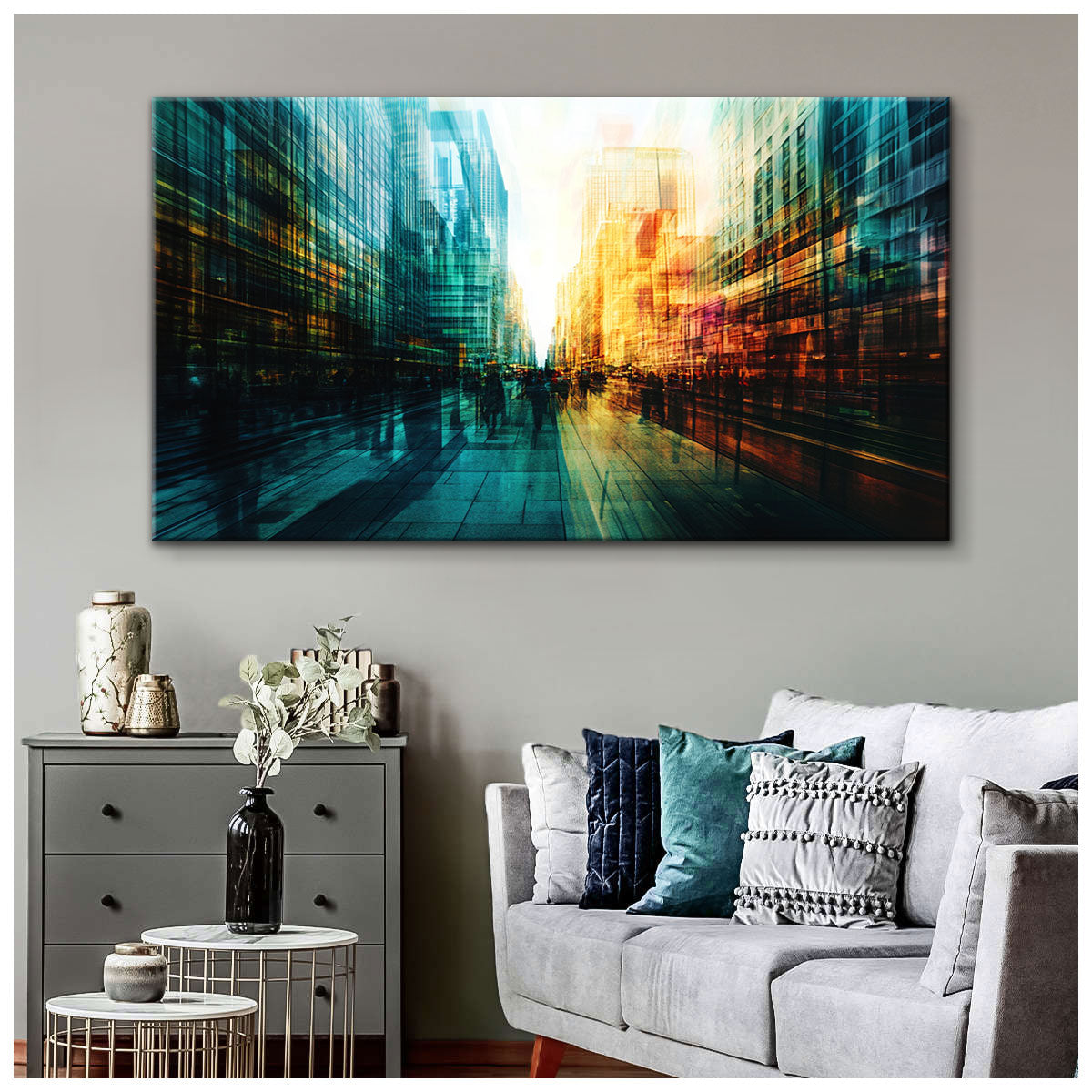 Urban Vibrancia Contemporary Abstract Canvas Wall Art for Living Room