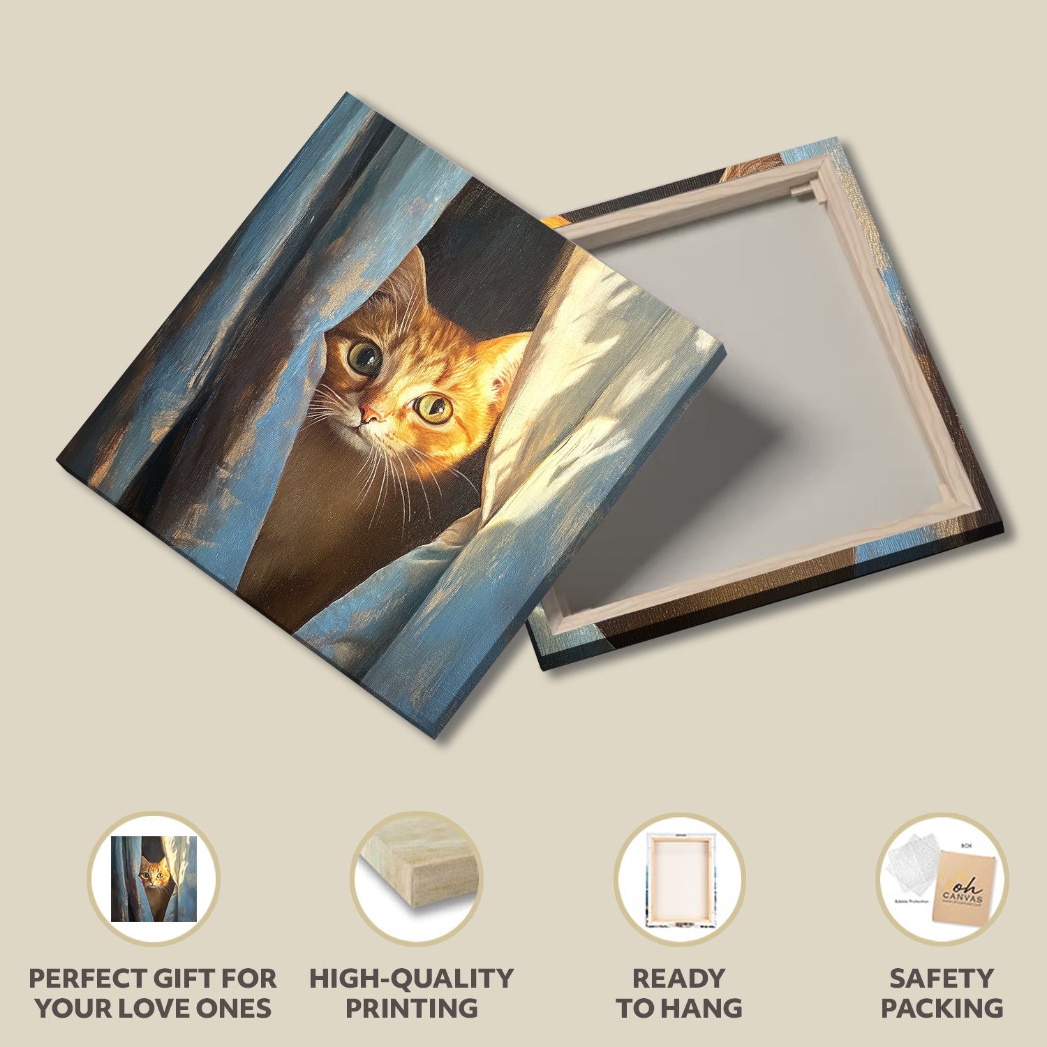 Cat at Window - Fine Art Oil Style Canvas Wall Art