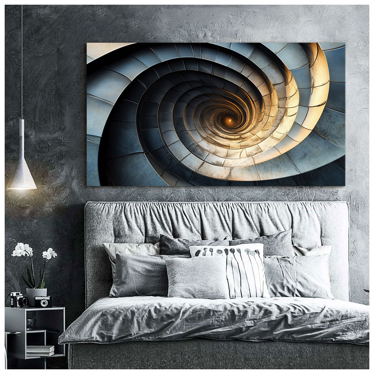 Spiral Architecture Abstract Canvas Wall Art for Living Room