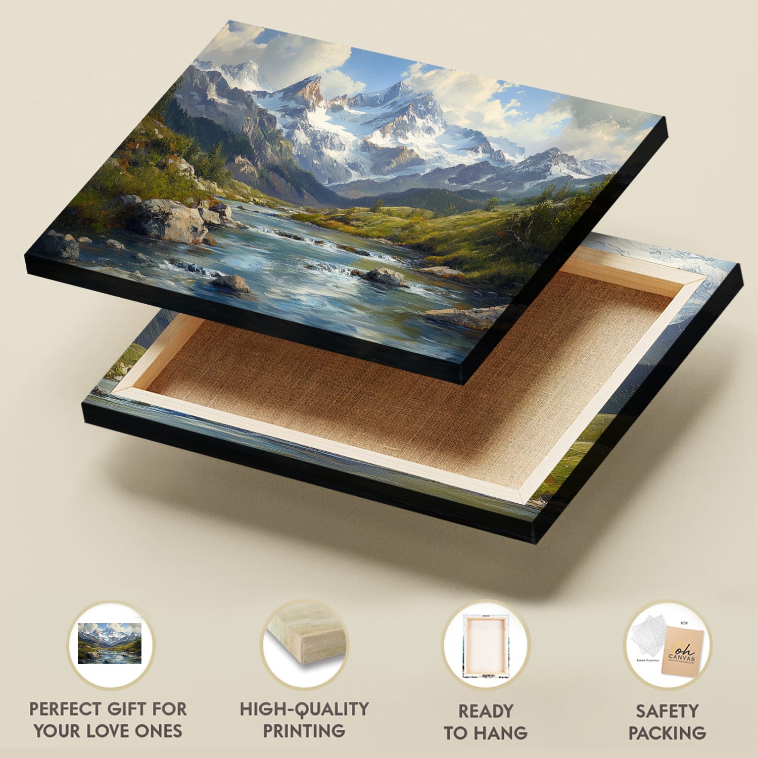 Mountain Landscape Fine Art Oil Painting Canvas Print