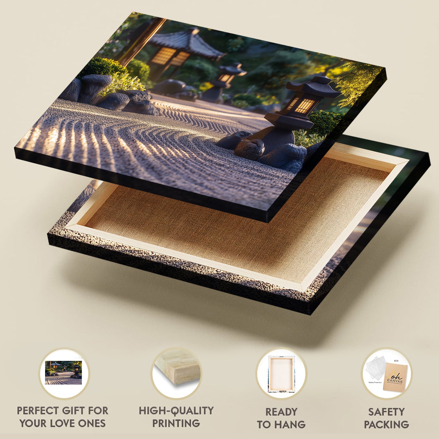 Japanese Zen Garden Minimalist Canvas Wall Art Decor