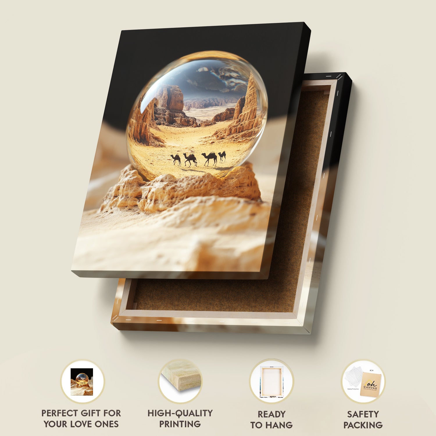 Desert In Glass Orb Surreal Canvas Wall Art Print