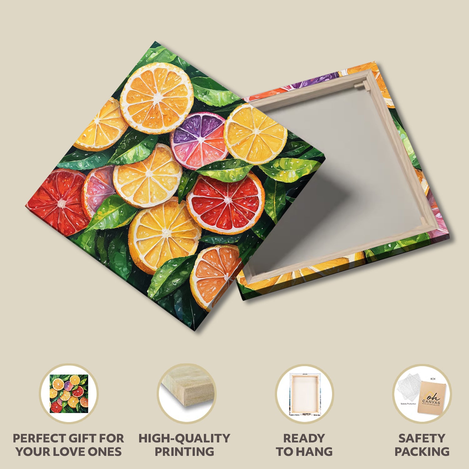 Watercolor Citrus Slices Canvas Print with Fresh Summer Feel