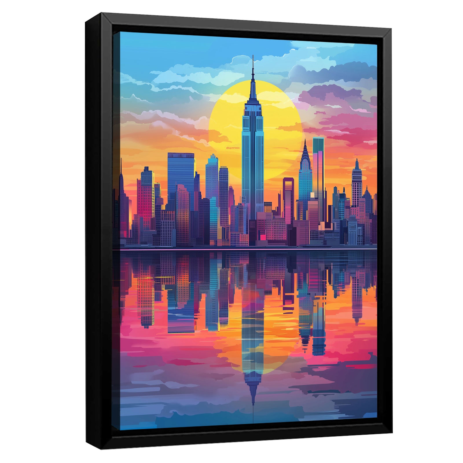 New York Cityscape Reflection Vintage Artwork