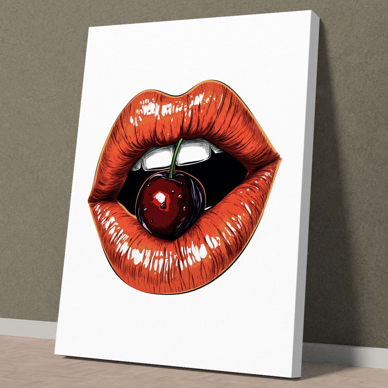 Pop Art Cherry Lips Vertical Wall Art