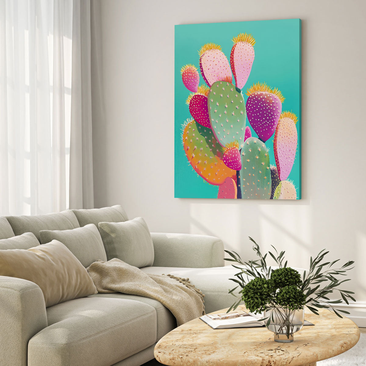 Pop Art Desert Painting Cactus Canvas Wall Art