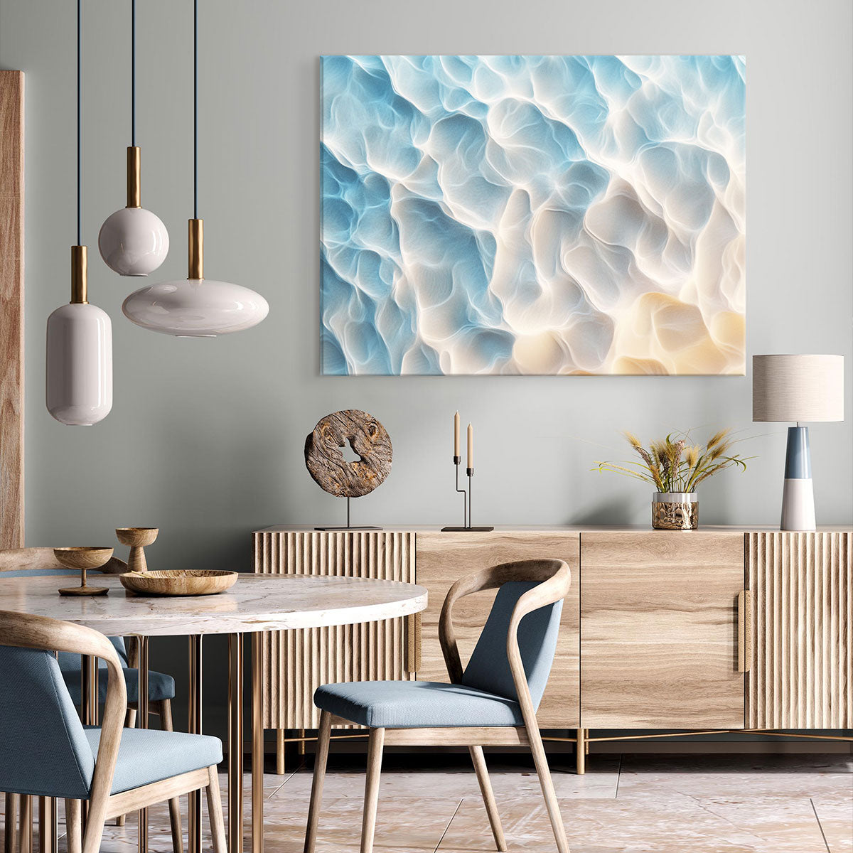 Ethereal Ocean Flow Blue Abstract Artwork