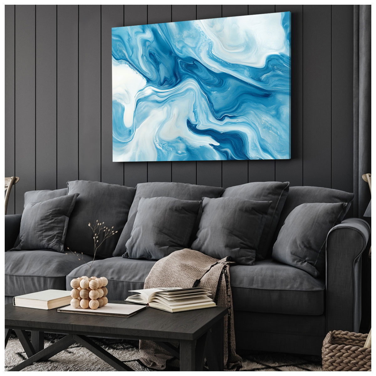 Delicate Blue And White Marble Abstract Wall Art