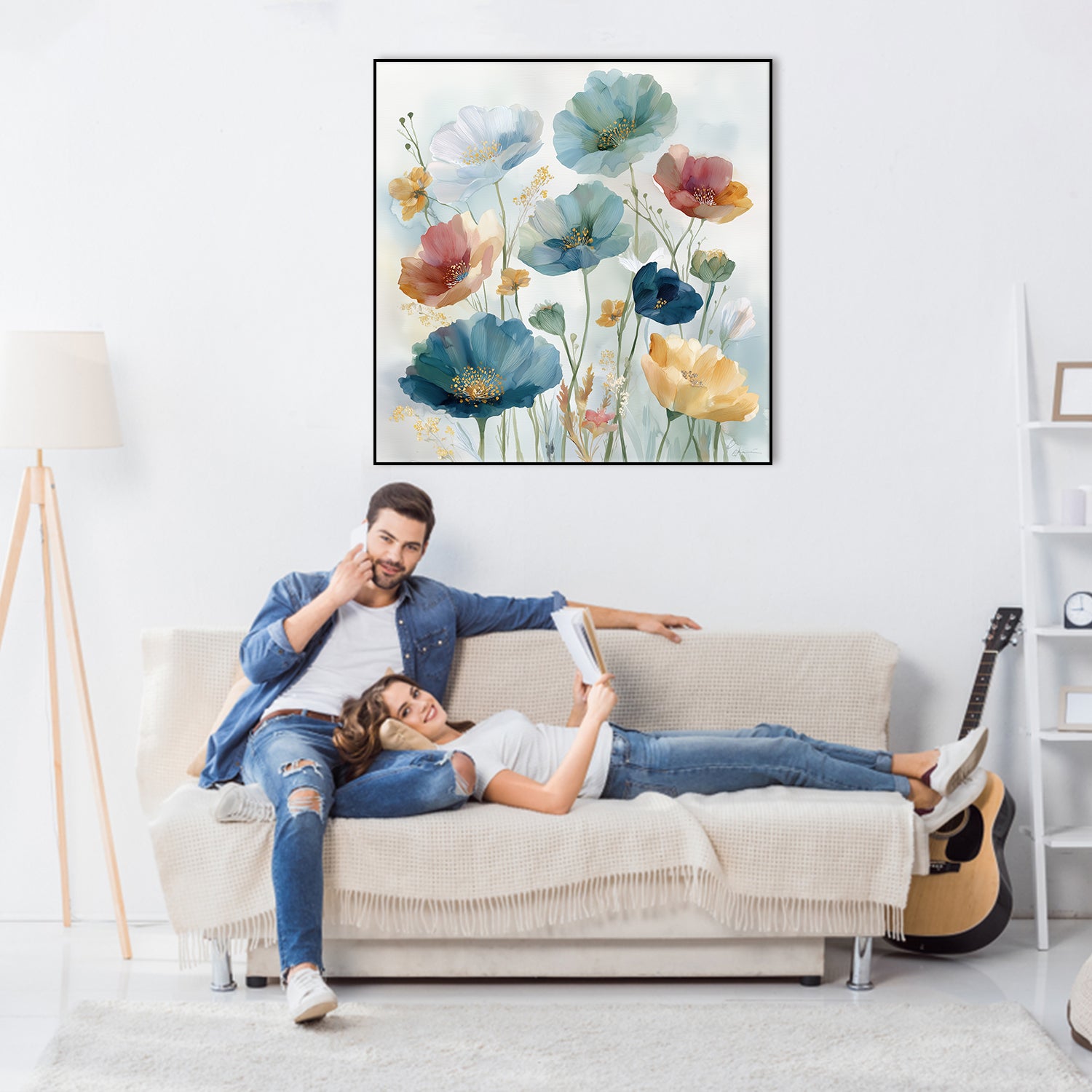 Soft Botanical Canvas Delicate Flower Wall Decor
