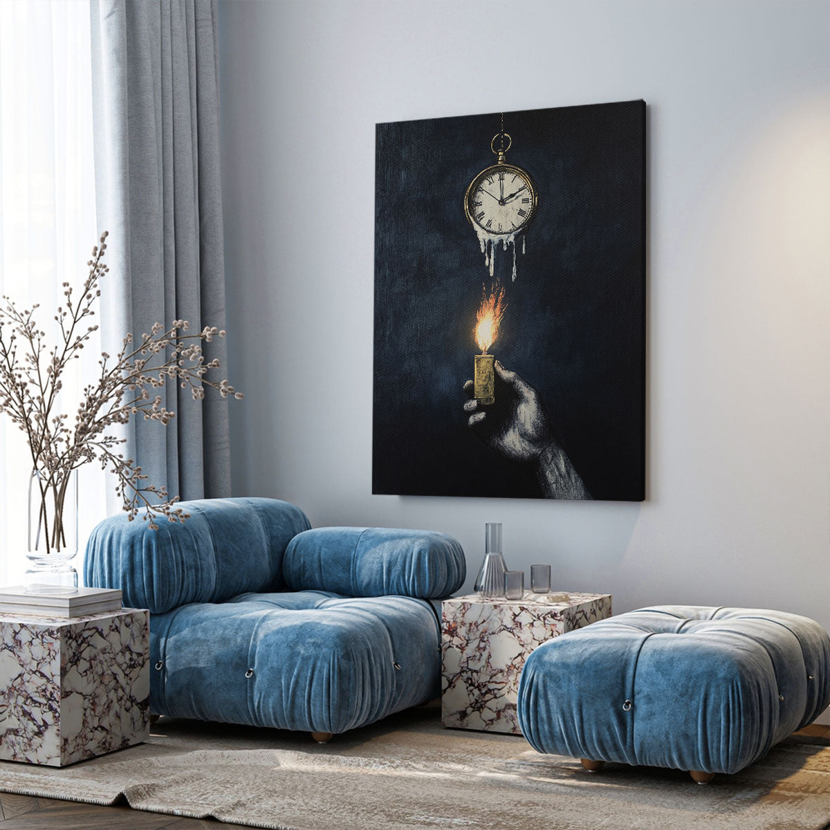 Clock Surreal Mixed-Media Canvas Wall Art