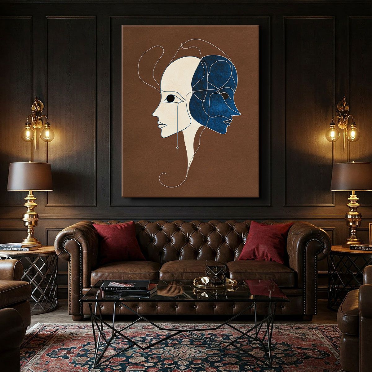 Two Face Abstract Minimalist Canvas Wall Art