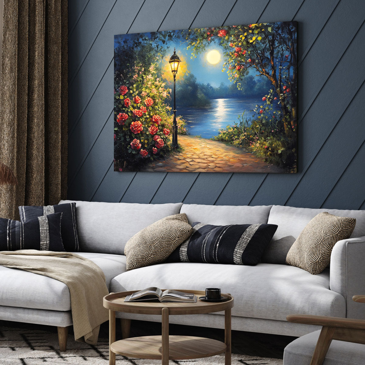 Serene Lake Oil Painting - Minimalist Canvas Wall Art