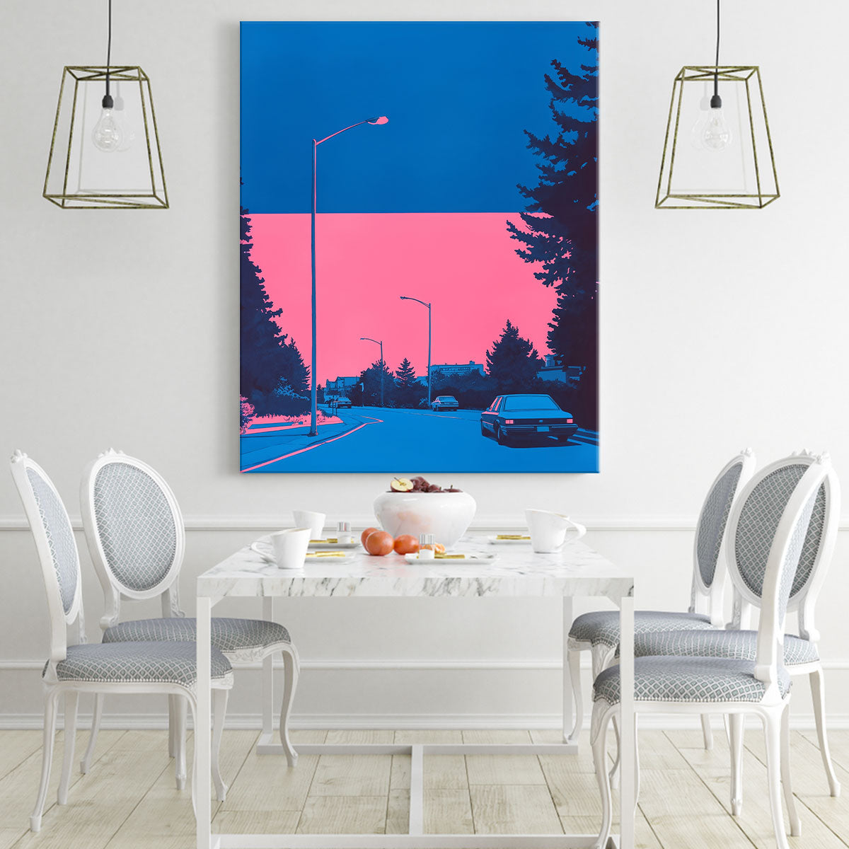 Nightlife Cityscape Charm Vintage Artwork