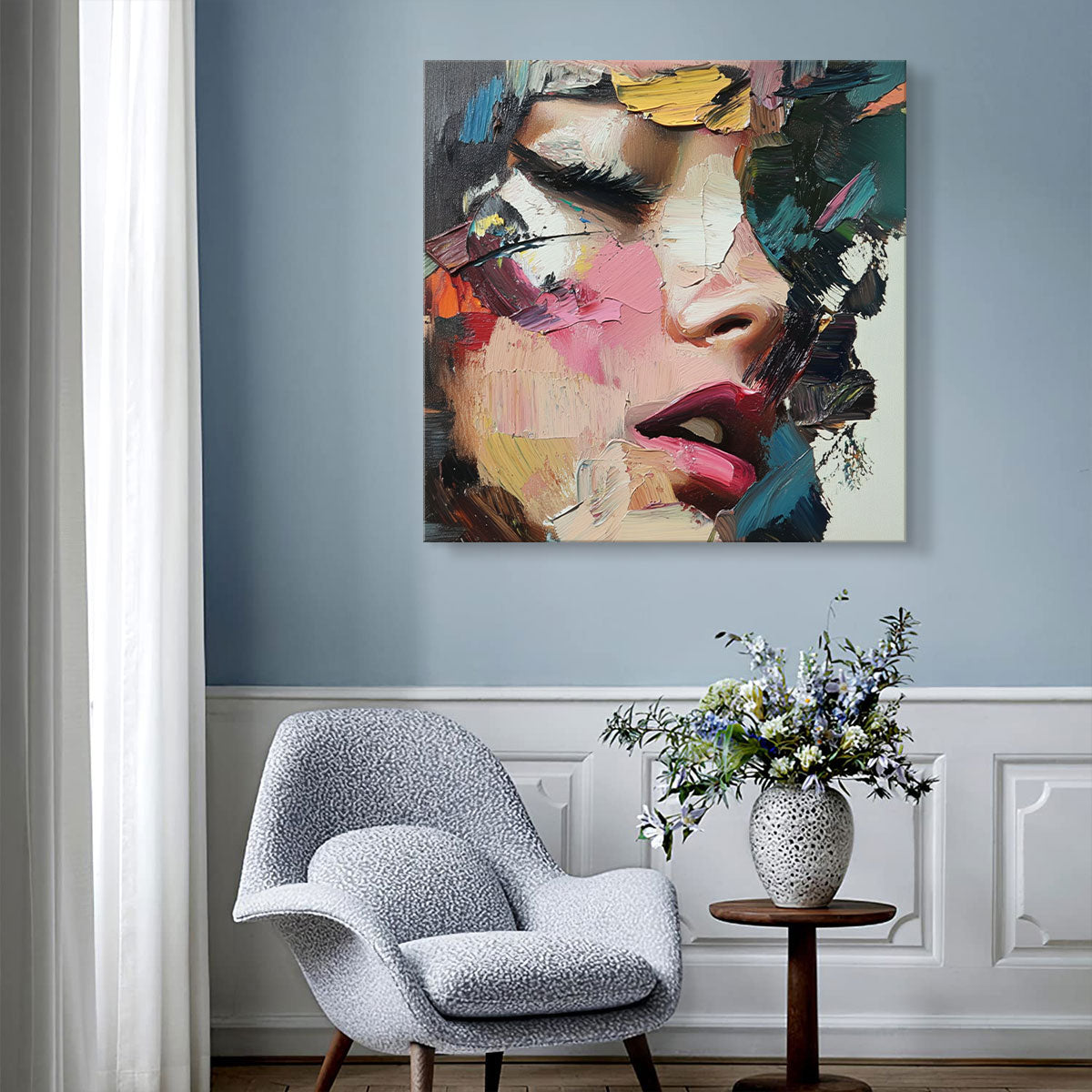 Abstract Textured Woman Portrait Canvas Wall Art