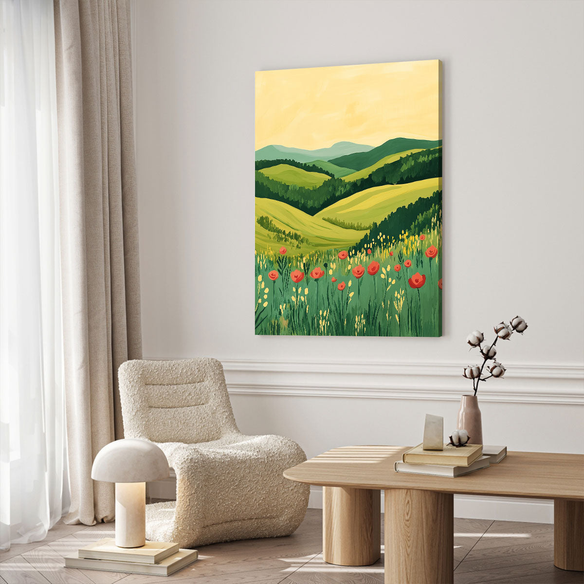 Blooming Vibrant Poppies Vintage Artwork