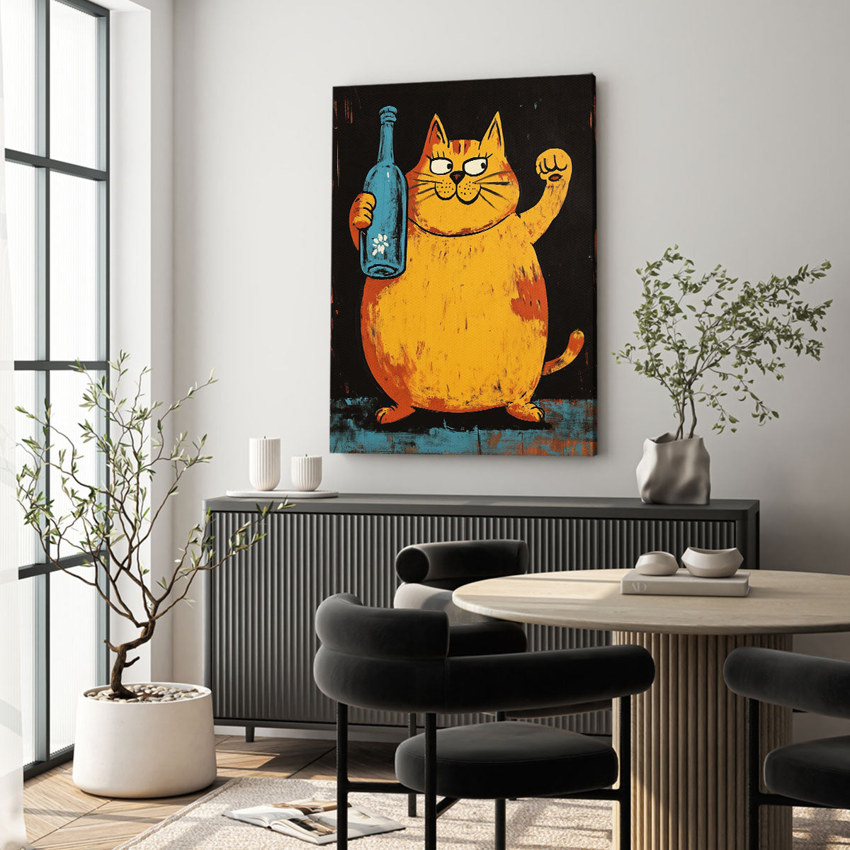 Drunk Fat Cat Modern Wall Artwork