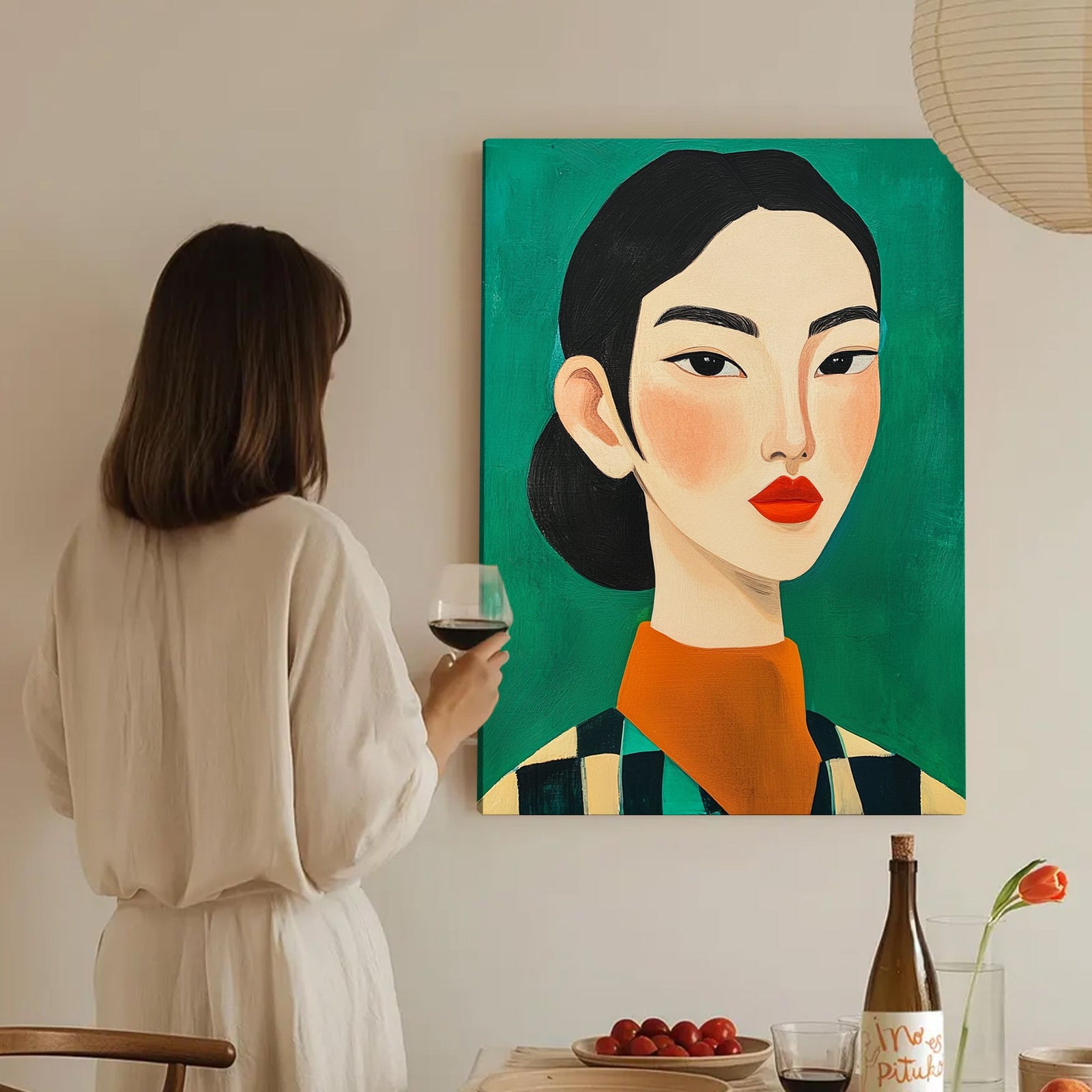 Asian Woman Portrait Canvas Vintage Artwork