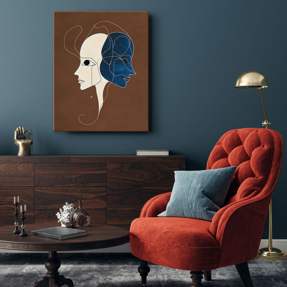 Two Face Abstract Minimalist Canvas Wall Art