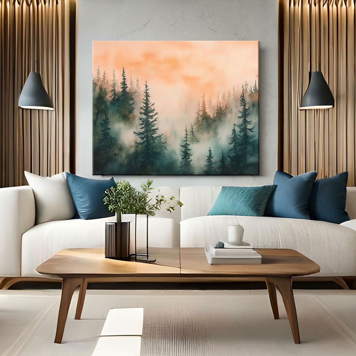Forest Watercolor - Minimalist Canvas Wall Art