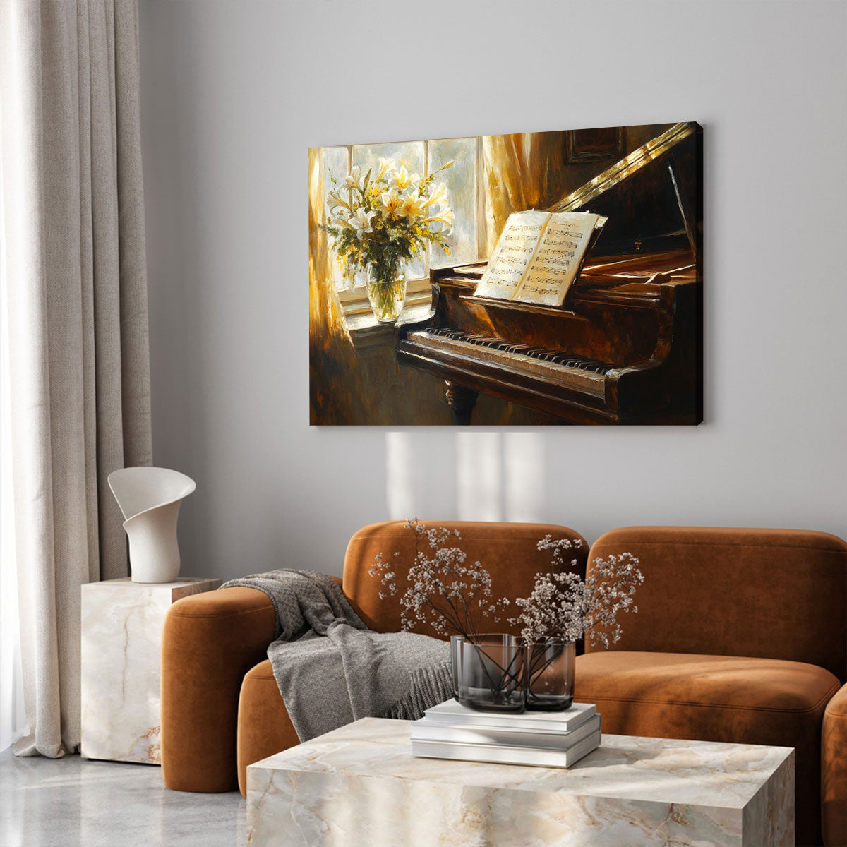 Classic Piano Oil Painting - Musical Canvas Wall Art