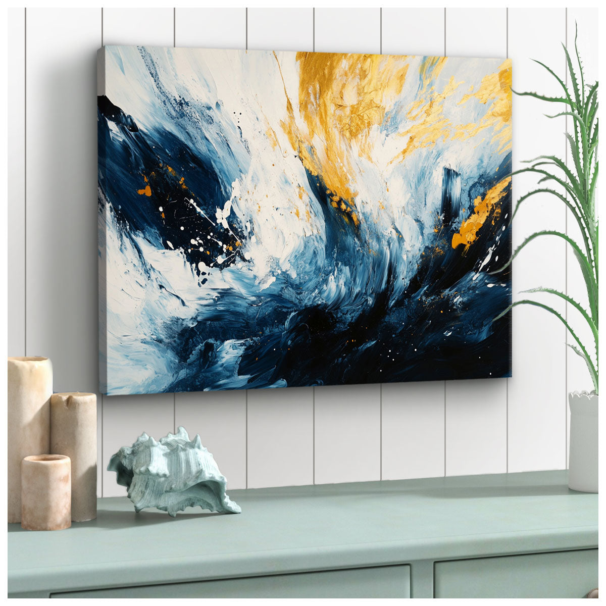 Dynamic Abstract Brushstrokes Modern Canvas Wall Ar