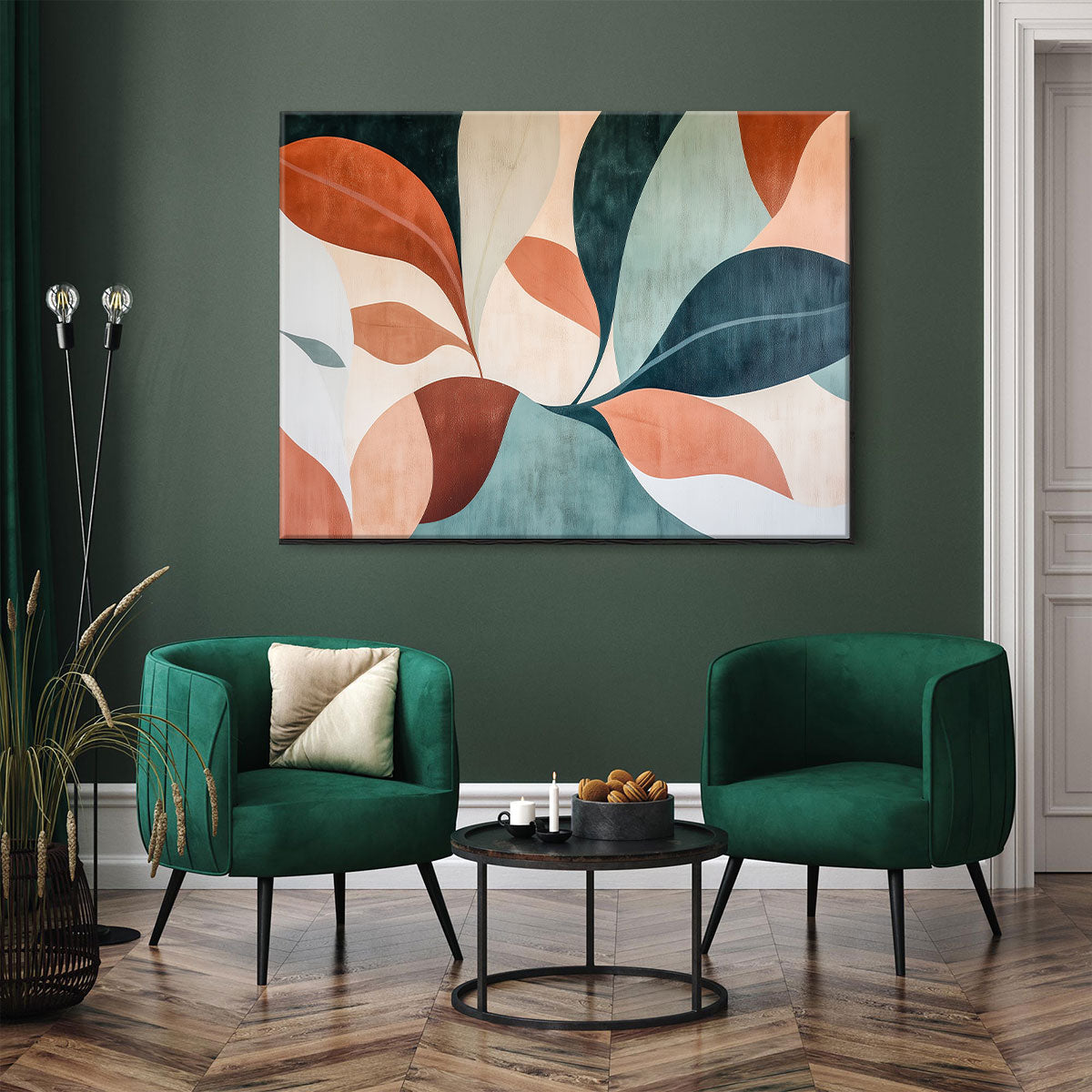 Abstract Terracotta Botanical Shapes Boho Canvas Wall Art