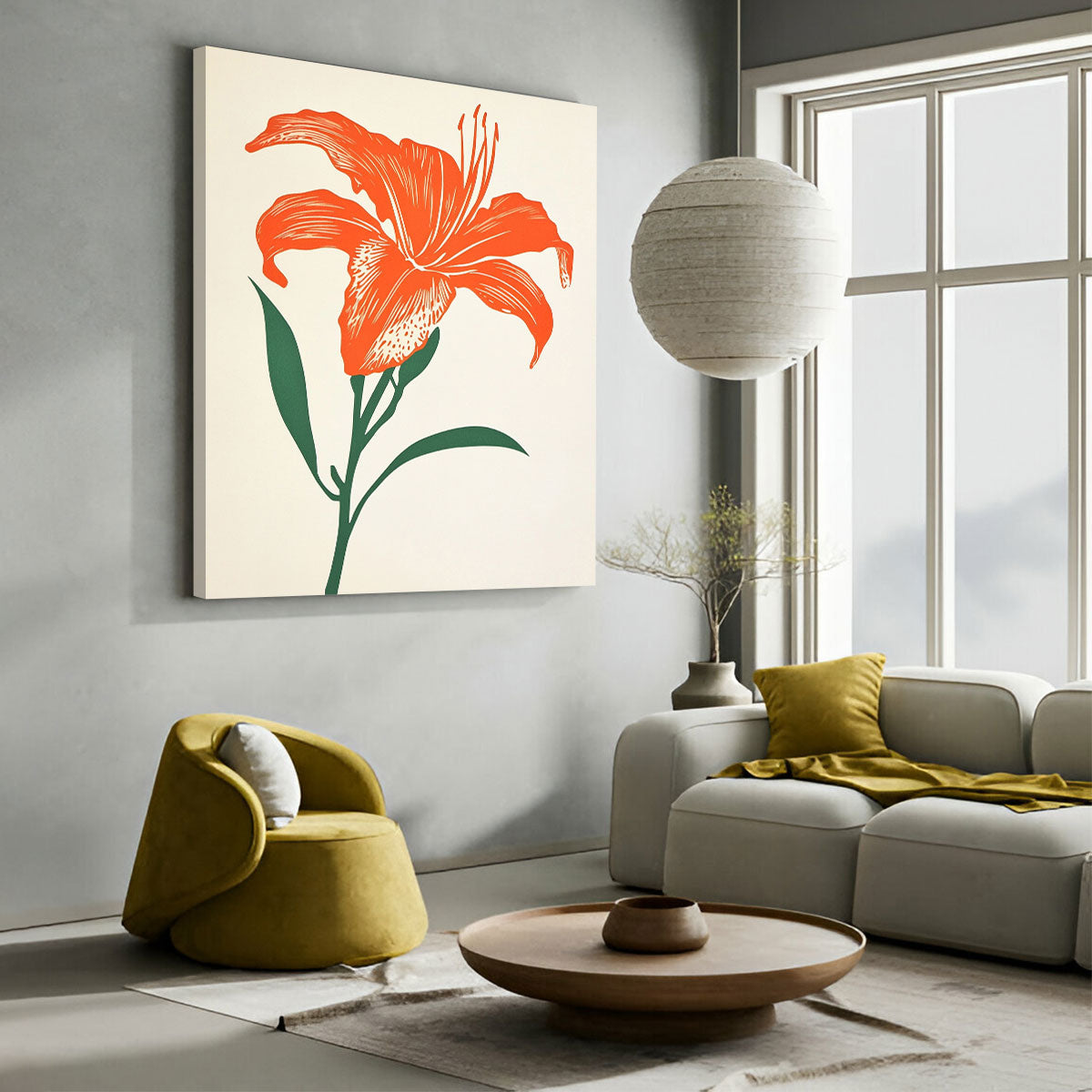 Vibrant Orange Lilies Canvas Boho Wall Decor