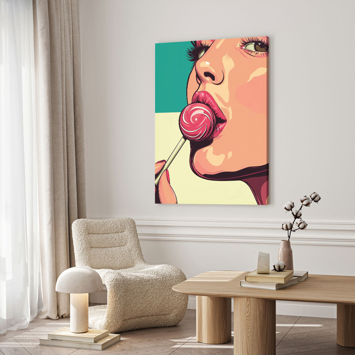Pop Art Lollipop Girl Canvas Vintage Artwork