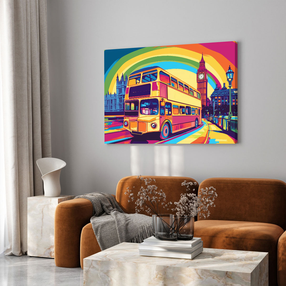 London Pop Art Icons In Color Canvas Print