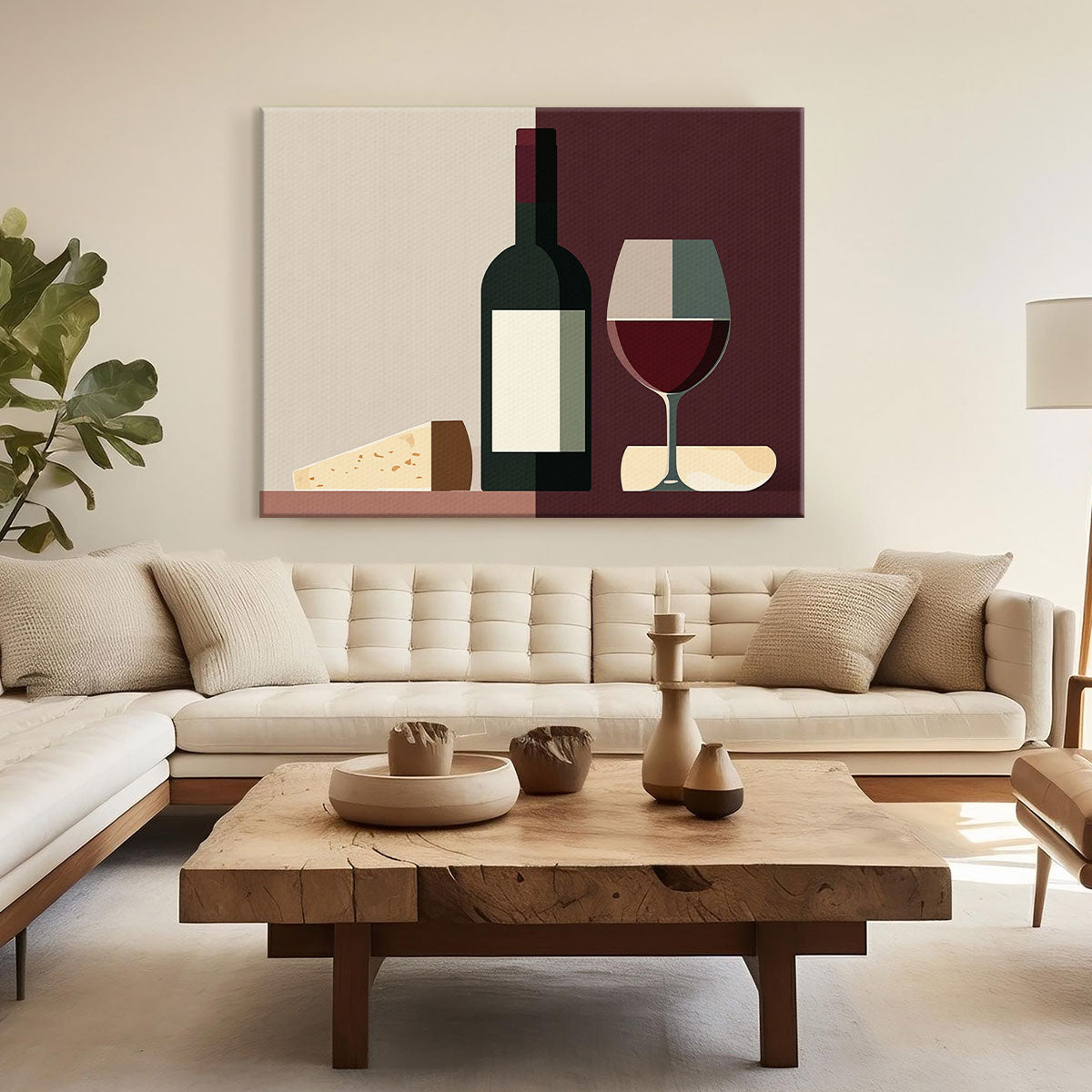 Minimalist Wine Bottle Canvas Wall Art