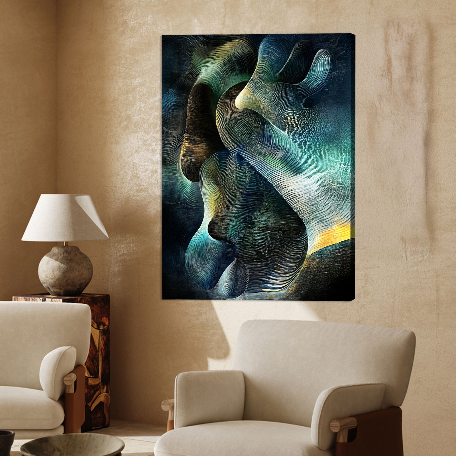 Fluid Motion Contemporary Abstract Canvas Wall Art for Living Room