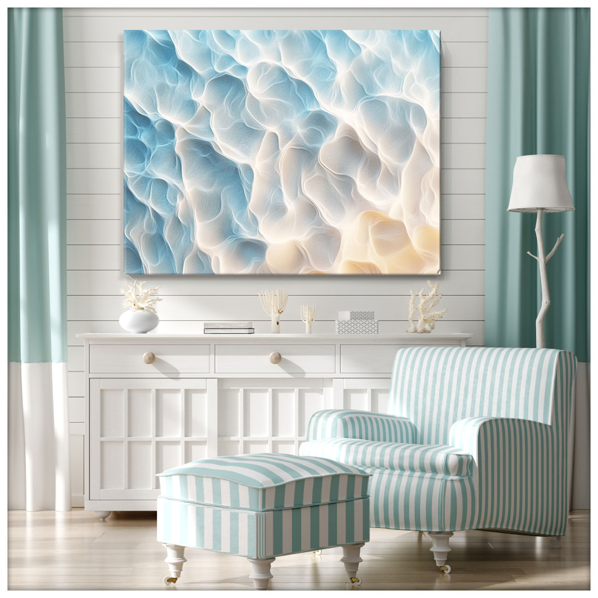 Ethereal Ocean Flow Blue Abstract Artwork