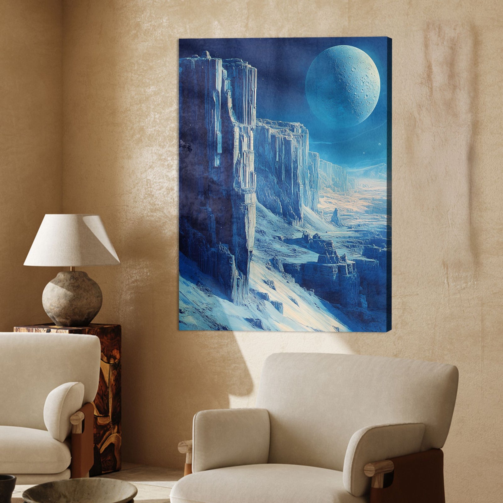 Lunar Horizon Landscape Abstract Canvas Wall Art for Living Room