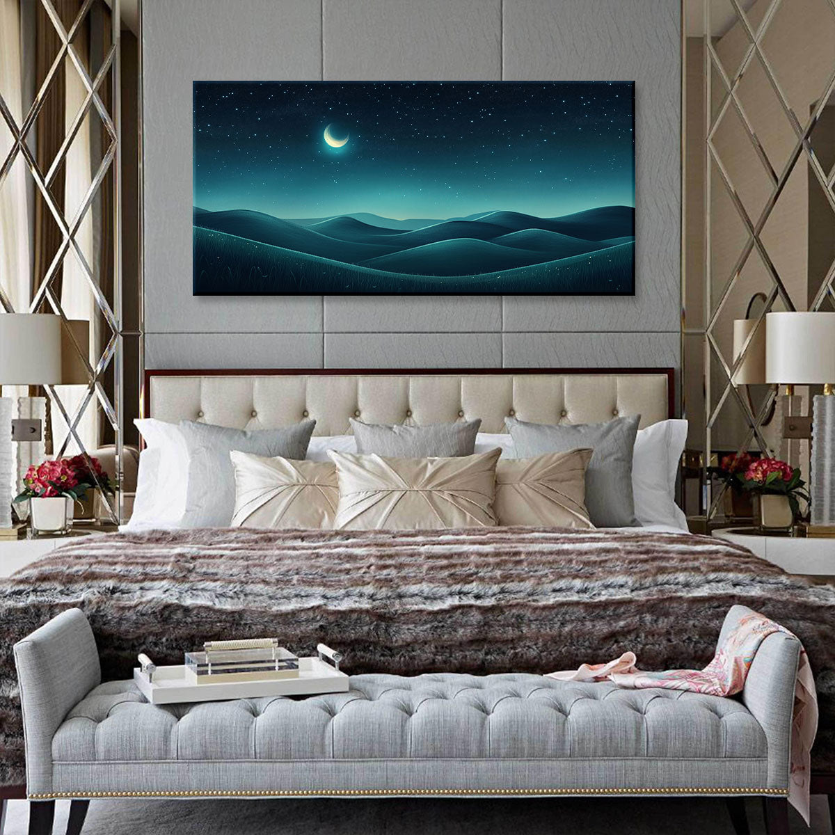 Dreamy Moon Boho Wall Decor Canvas