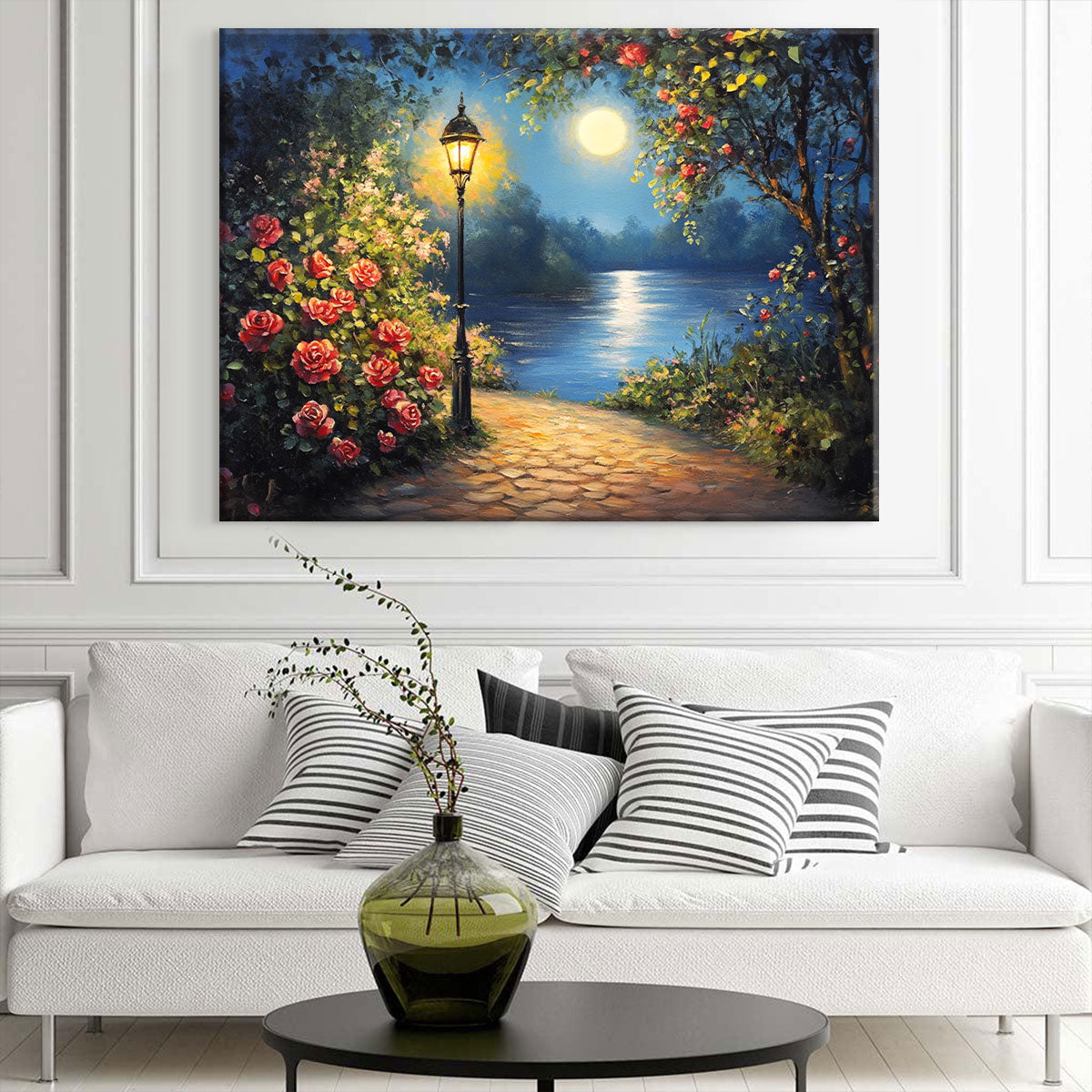 Serene Lake Oil Painting - Minimalist Canvas Wall Art