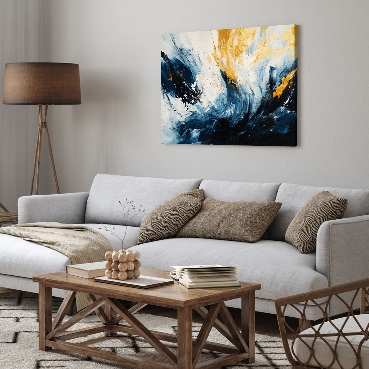 Dynamic Abstract Brushstrokes Modern Canvas Wall Ar