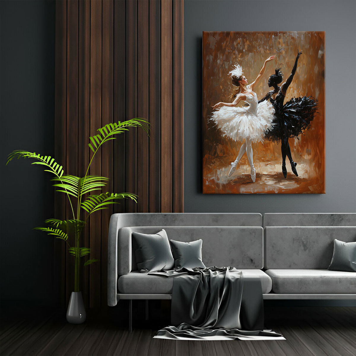 Swan Lake Ballet Dancers Oil Painting Canvas Wall Art