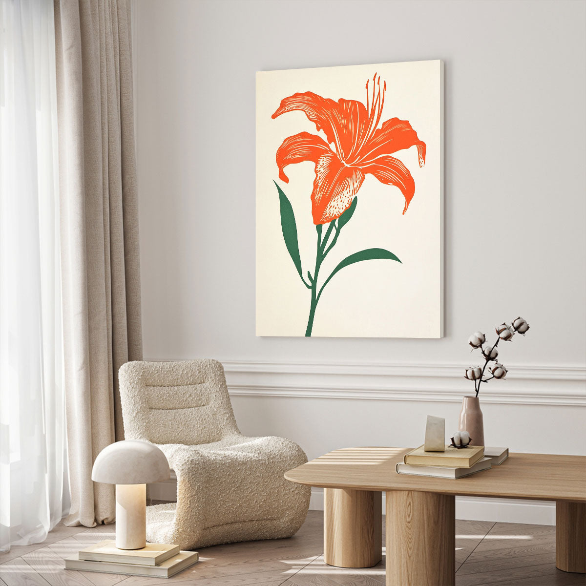 Vibrant Orange Lilies Canvas Boho Wall Decor