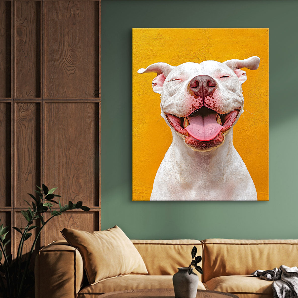 Golden Pit Bull Modern Wall Artwork
