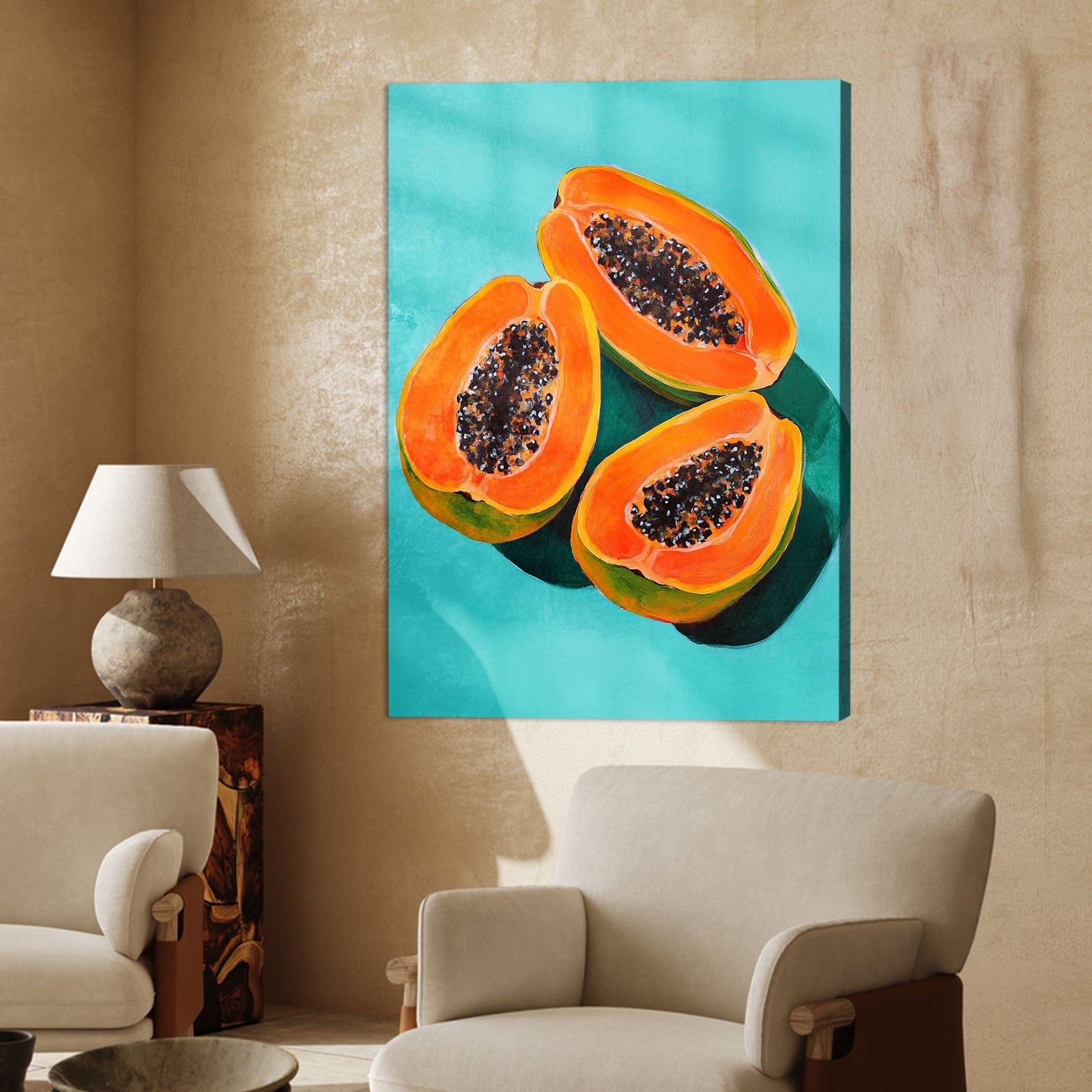 Juicy Papaya Fruit Canvas Vintage Artwork