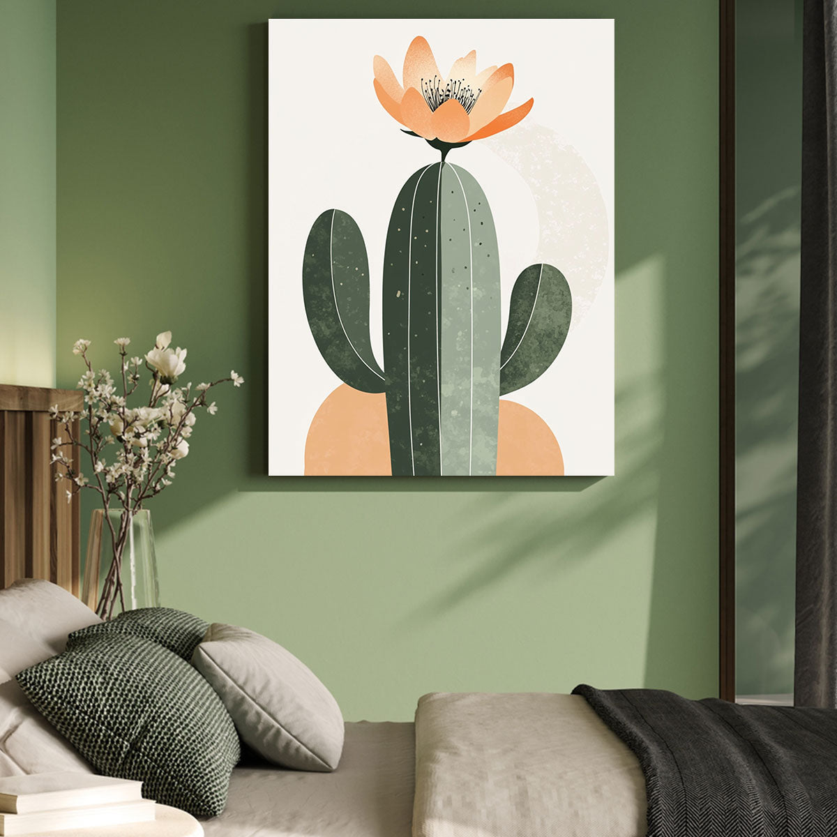 Minimalist Cactus Canvas Wall Art