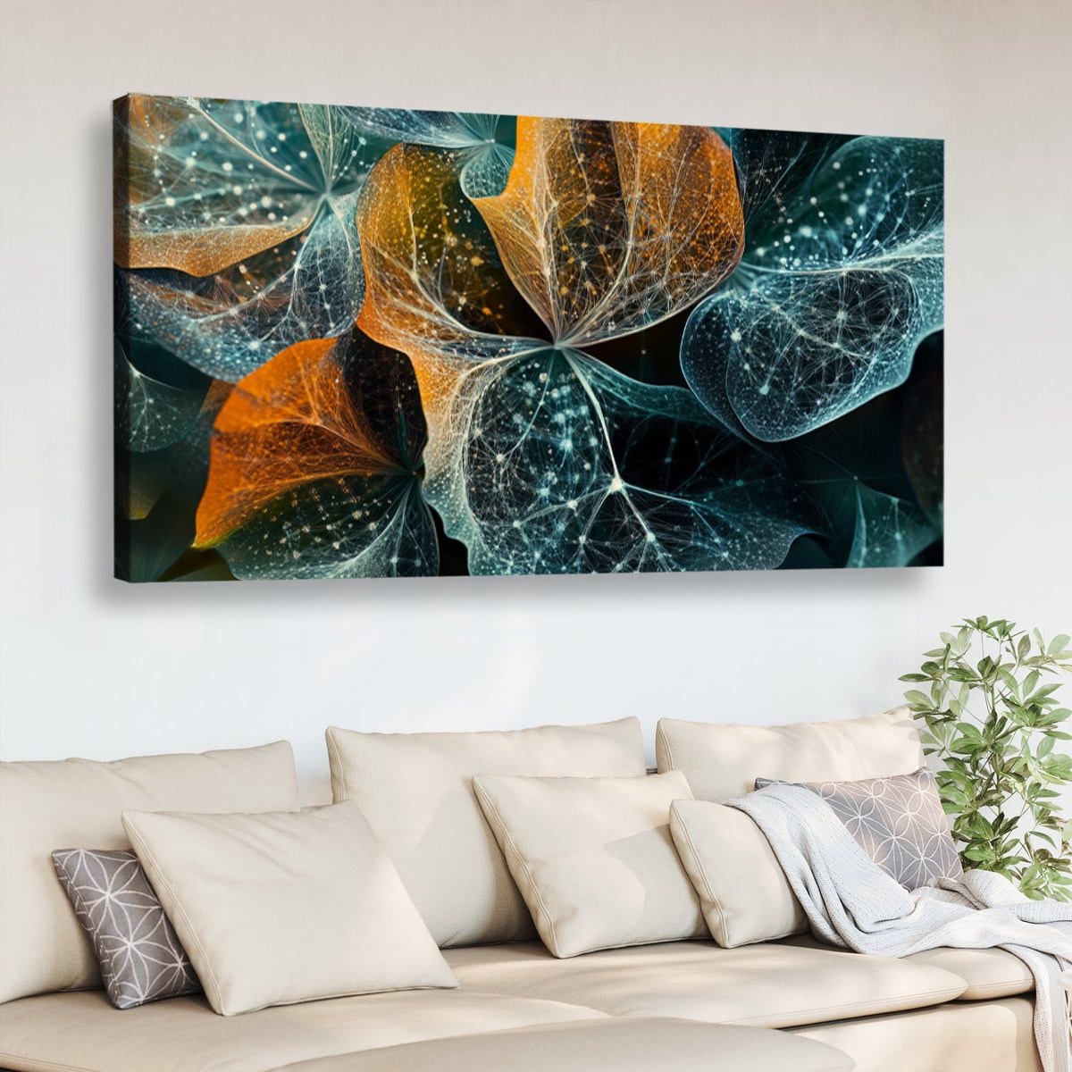 Luminous Leaves Landscape Abstract Canvas Wall Art for Living Room