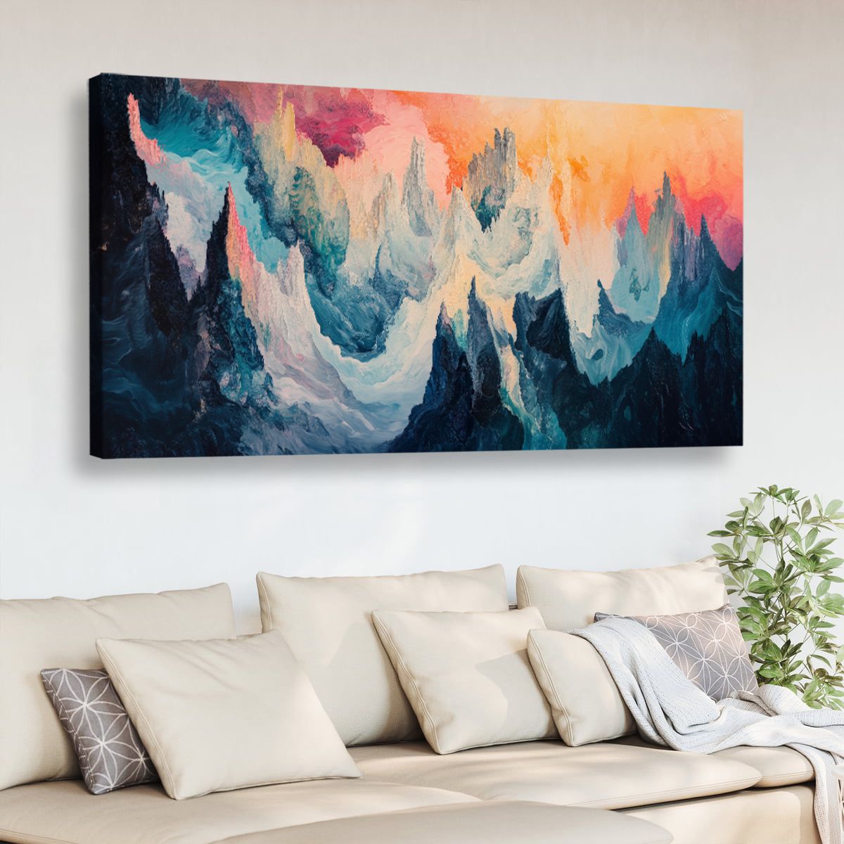 Celestial Peaks Landscape Abstract Canvas Wall Art for Living Room